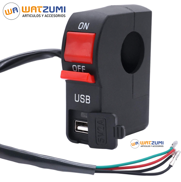 Switch para moto con USB cargador – Watzumi